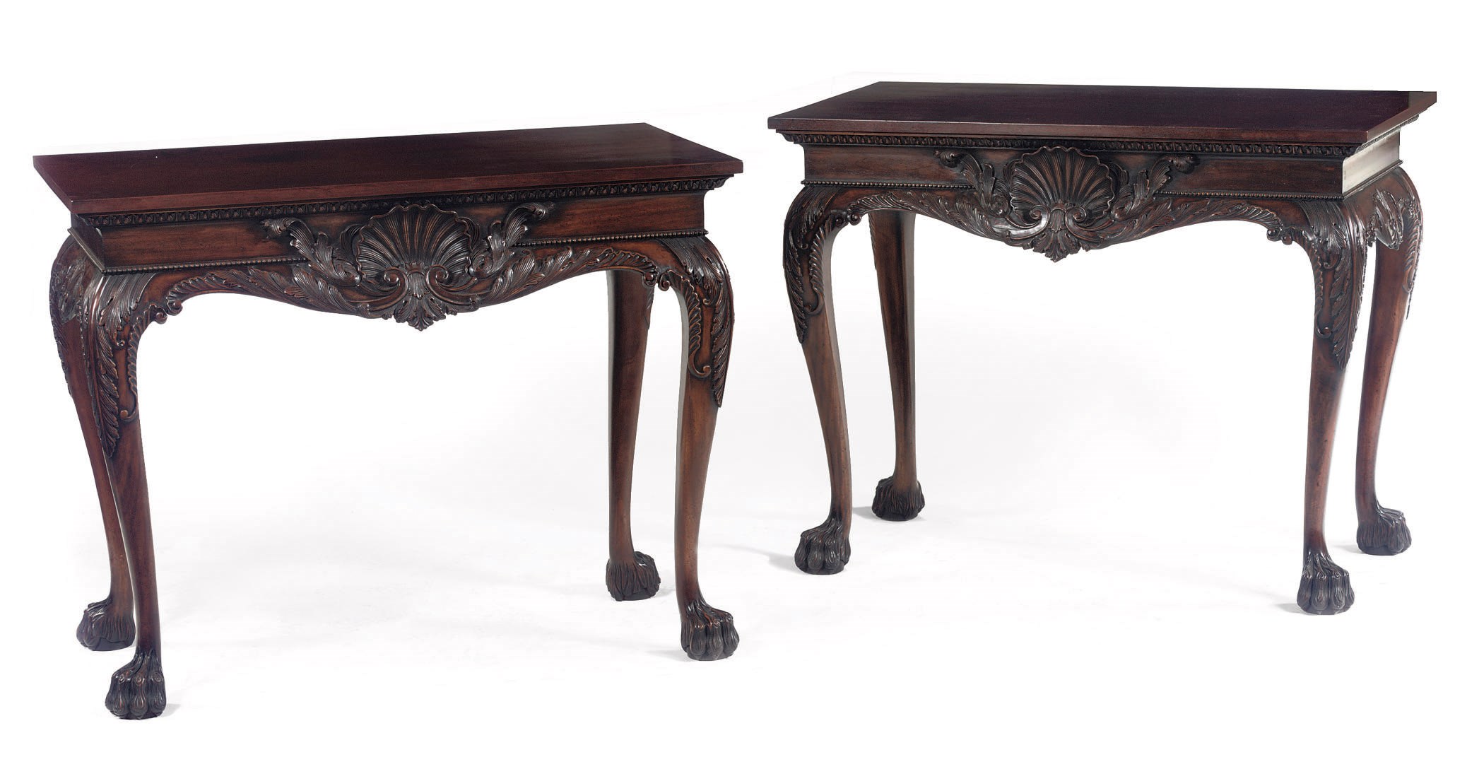 A PAIR OF IRISH MAHOGANY CONSOLE TABLES