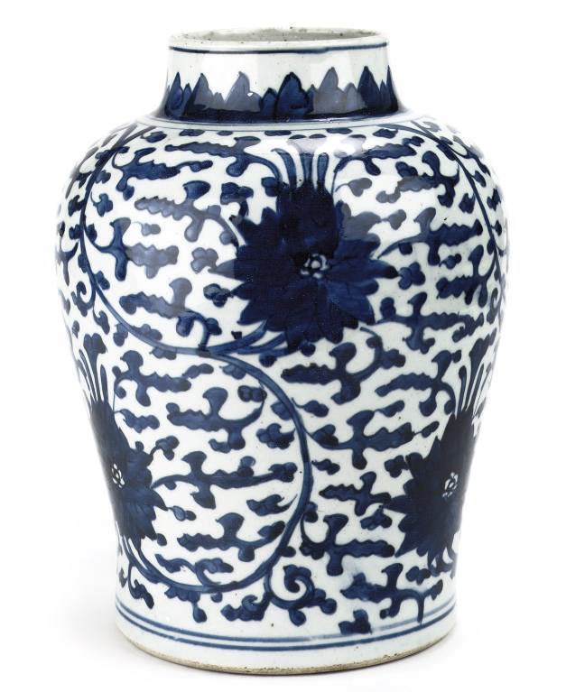 A Chinese blue and white baluster jar