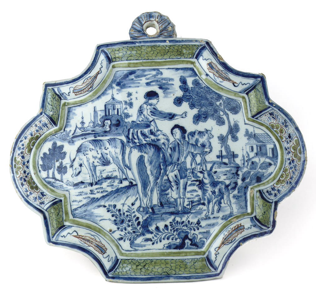 A Dutch Delft 'mixed-technique' plaque