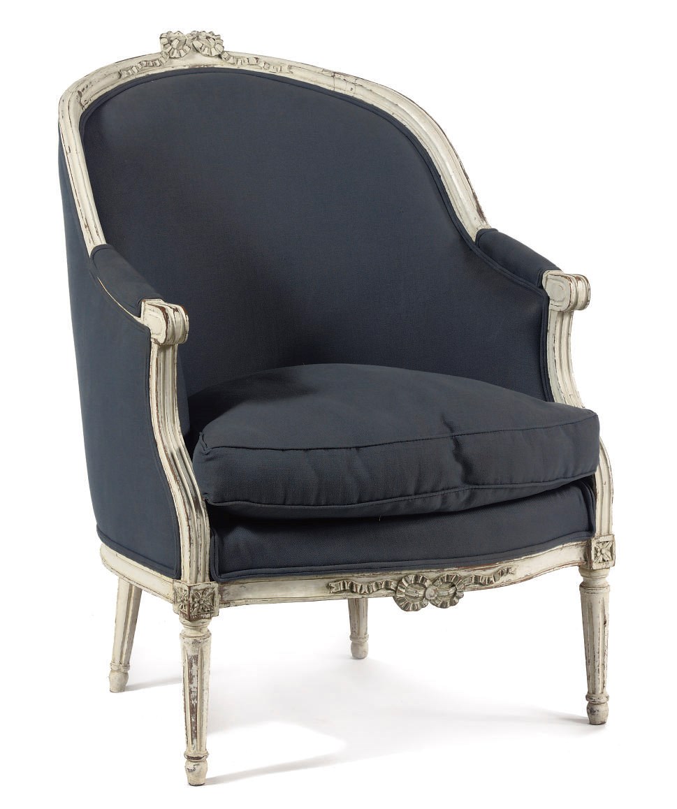 A French white painted bergere