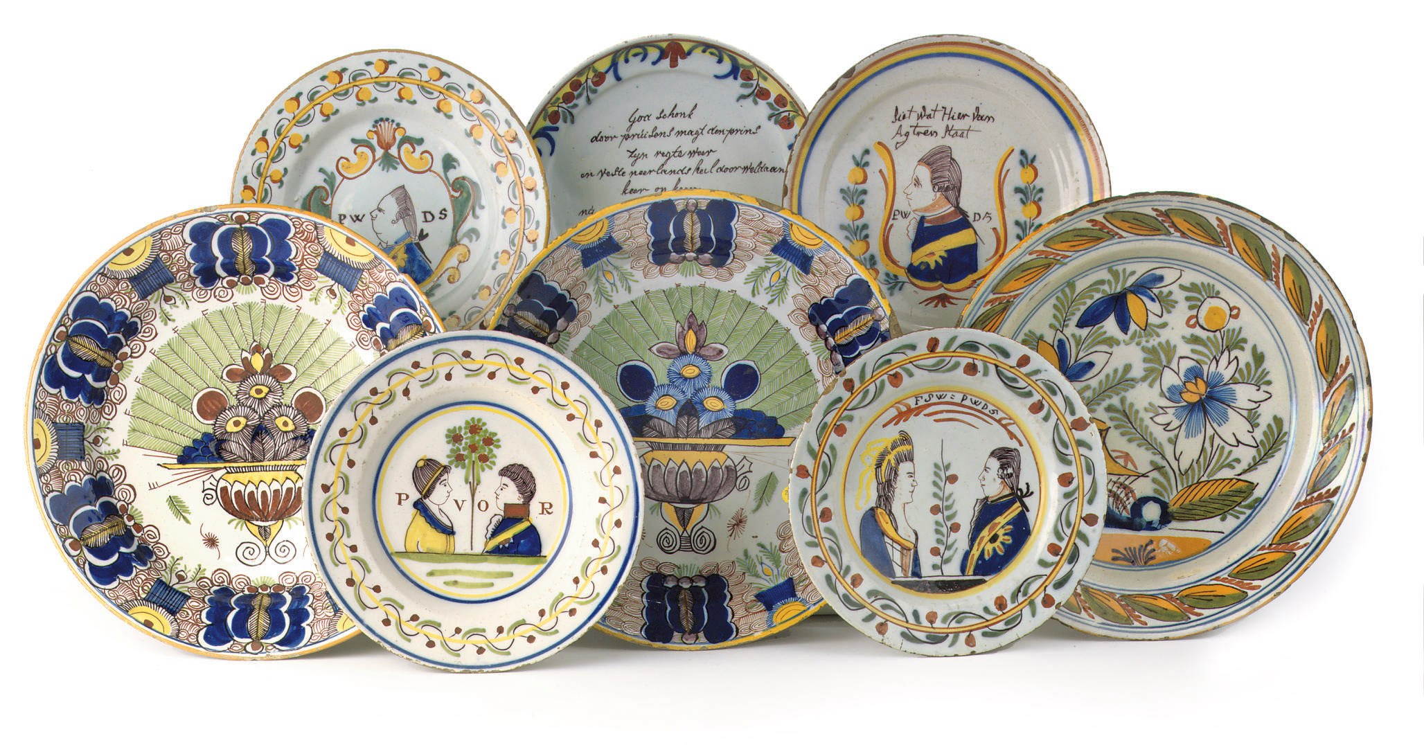 A group of eight Dutch Delft plates