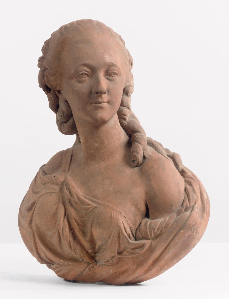 A FRENCH TERRACOTTA BUST OF A LADY