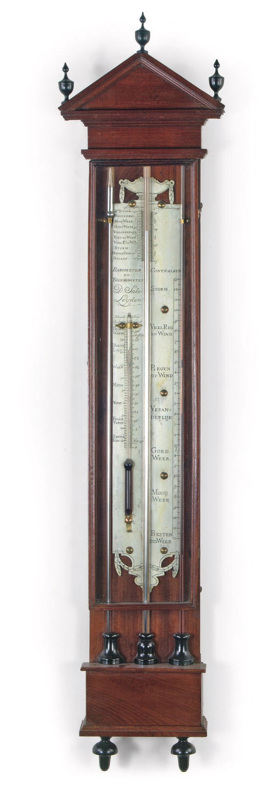 A DUTCH MAHOGANY CISTERN BAROMETER
