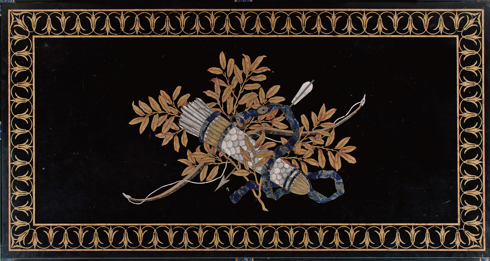 AN ITALIAN PIETRA DURA INLAID MARBLE TABLE TOP