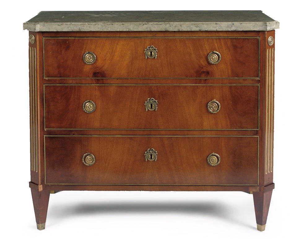A Swedish brass-mounted mahogany commode