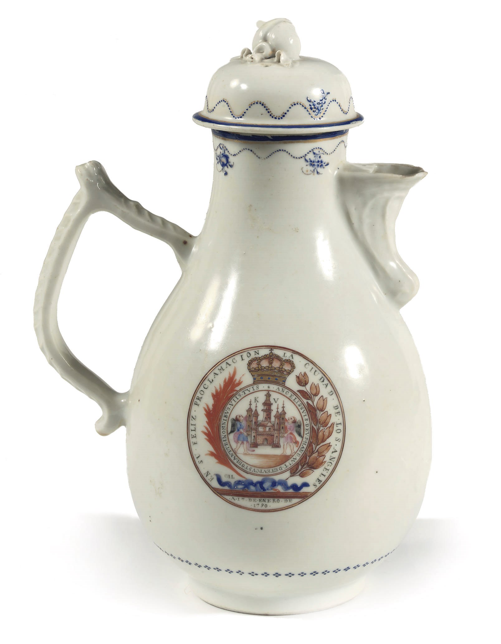 A Chinese Export ewer and cover for the Mexican market