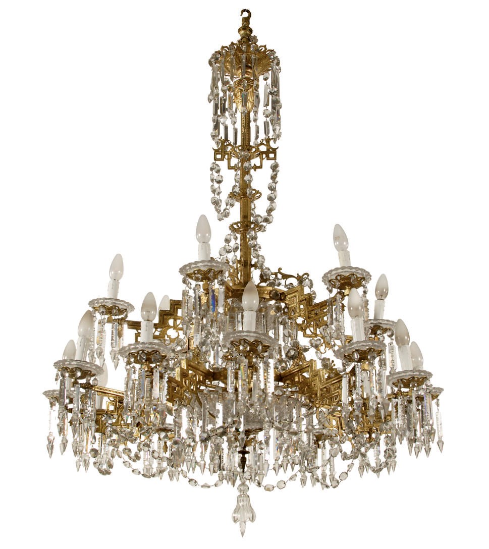 A FRENCH ORMOLU AND CUT-GLASS EIGHTTEEN-LIGHT CHANDELIER