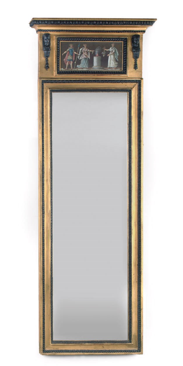 A Swedish parcel-gilt and ebonized mirror