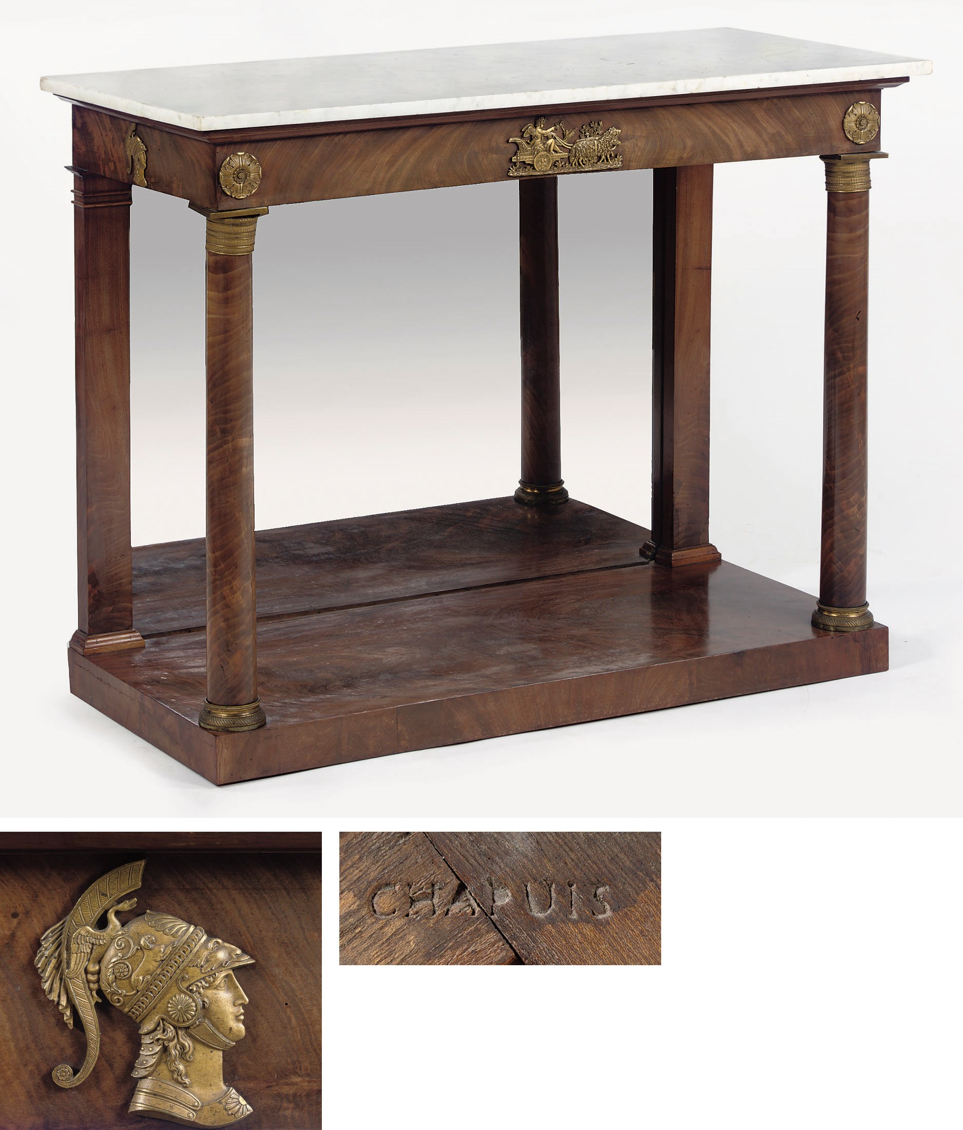 An Empire ormolu-mounted mahogany console table
