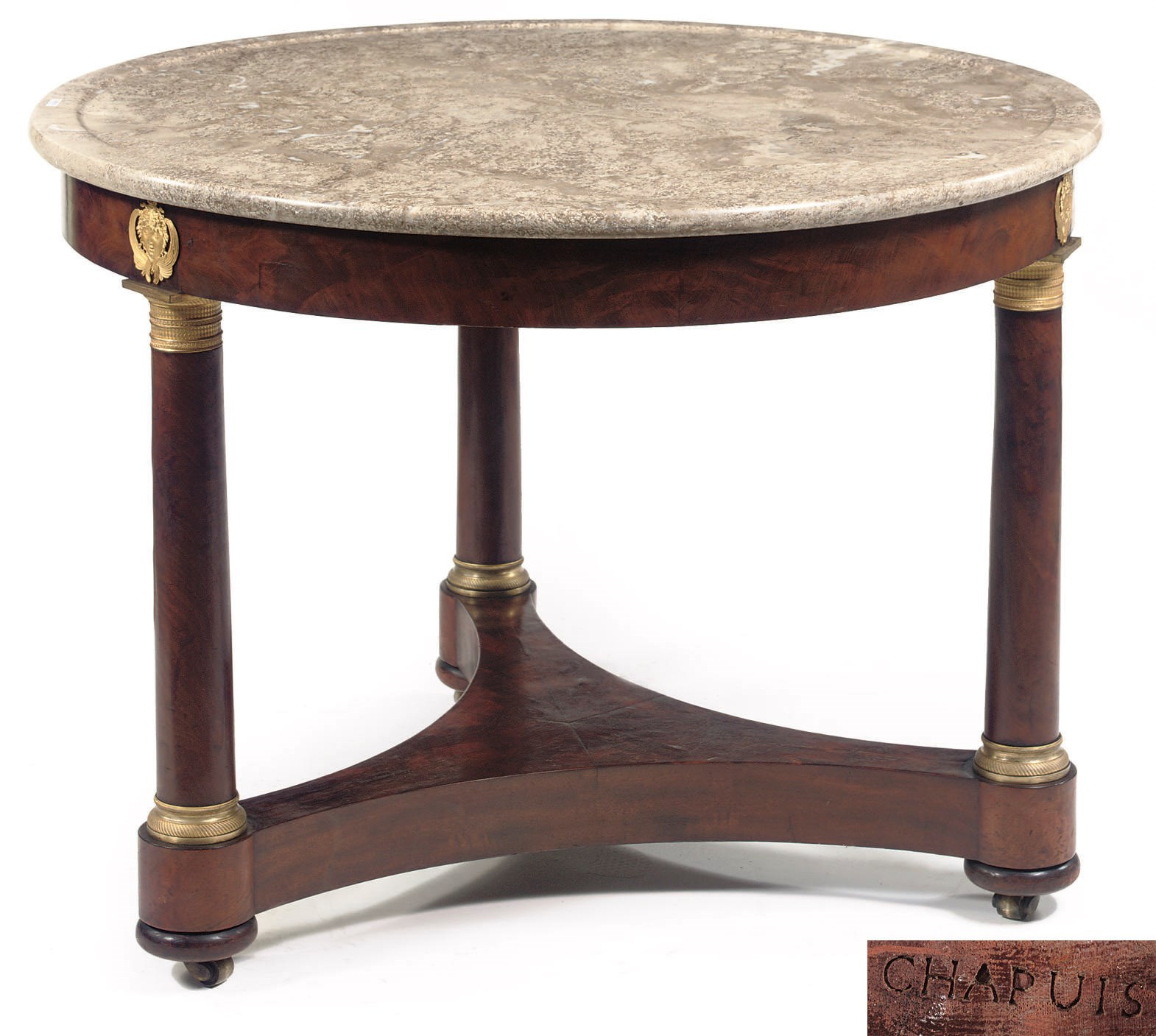A French ormolu-mounted mahogany centre table