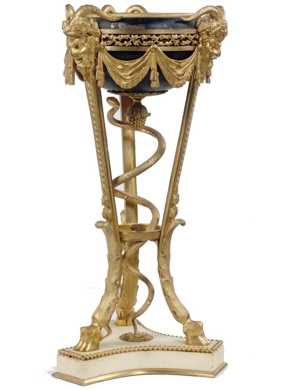 A FRENCH ORMOLU-MOUNTED TOLE PEINTE BRULE PARFUM