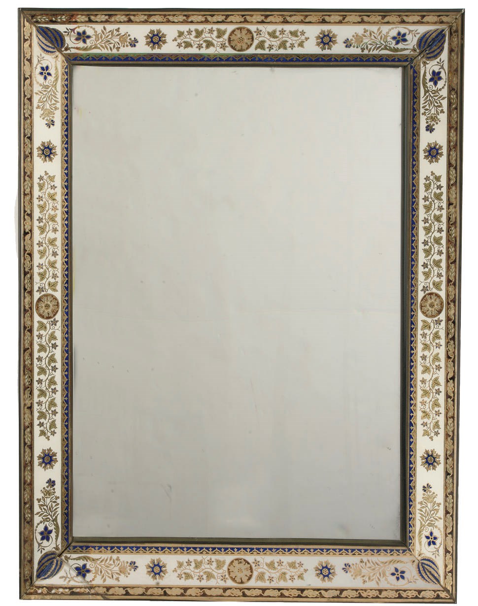A French simulated verre eglomise mirror
