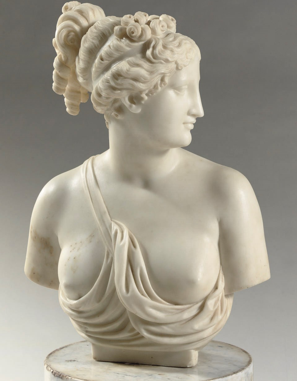 AN ITALIAN WHITE MARBLE BUST OF THE 'VENUS ITALICA'