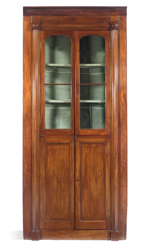 A late Victorian mahogany corner display cabinet
