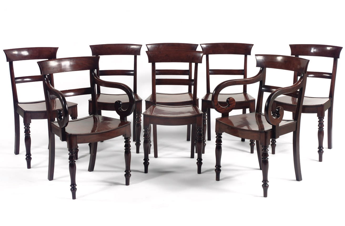 A set of eight early Victorian mahogany dining chairs