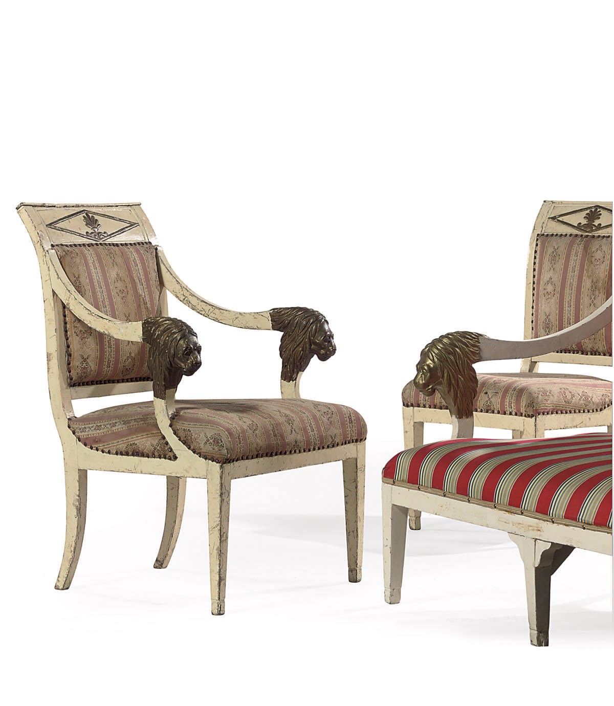 A North European set of parcel-gilt and white-painted seat furniture