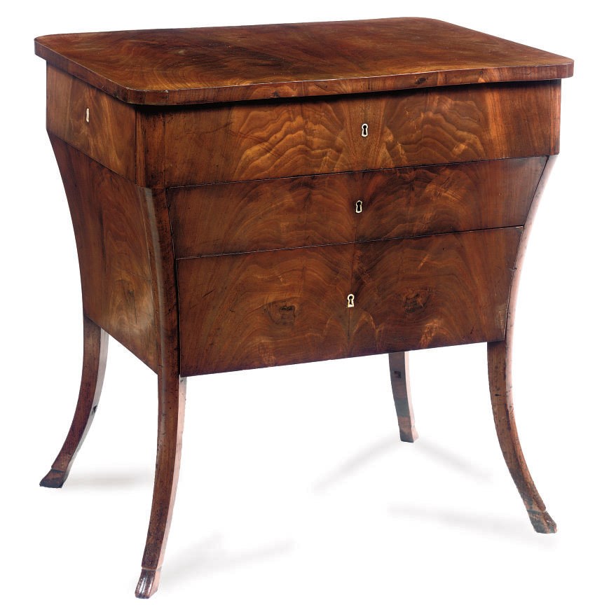 A German Biedermeier mahogany worktable