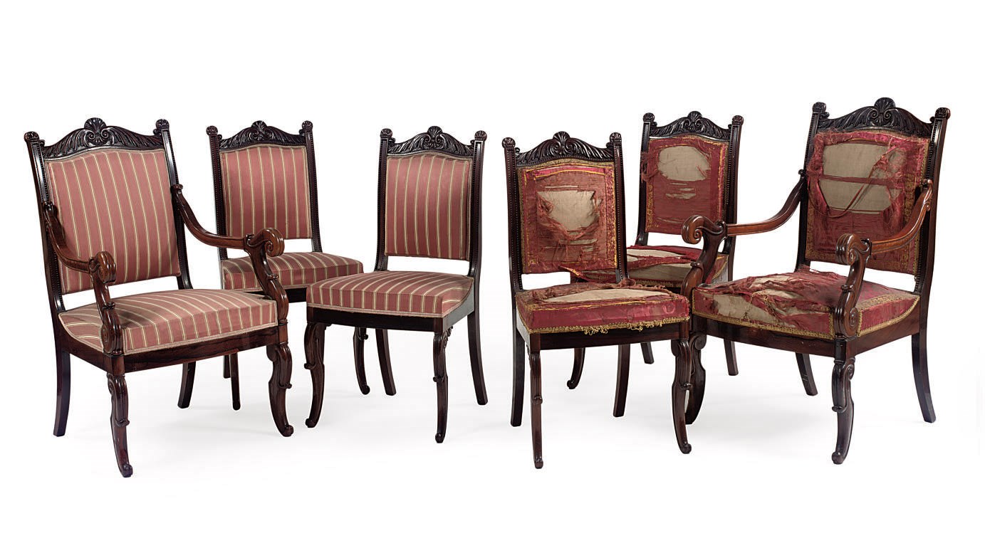 A set of twelve Louis Philippe rosewood dining chairs