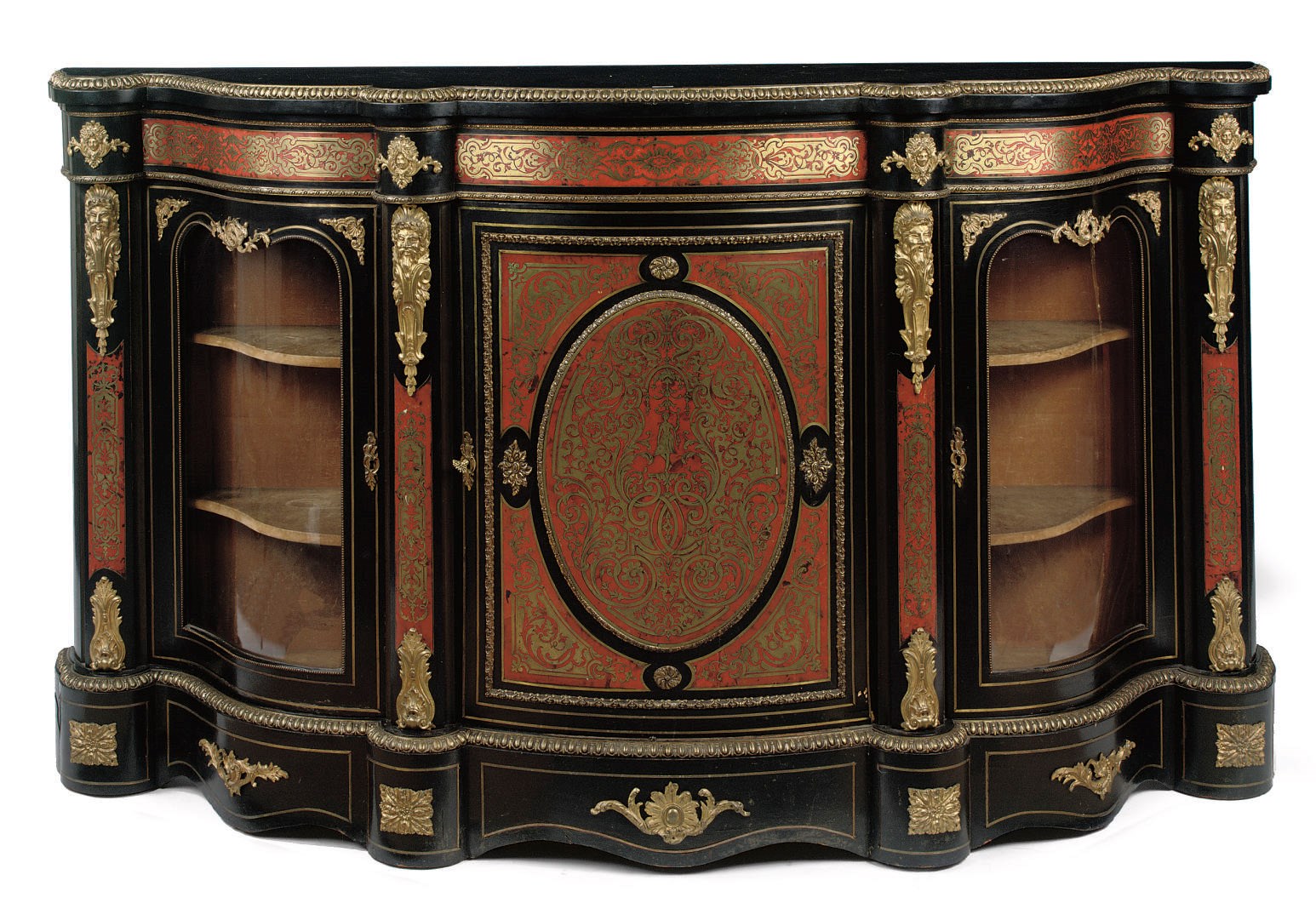 A Napoleon III ormulu-mounted, ebonized and Boulle marquetry sideboard