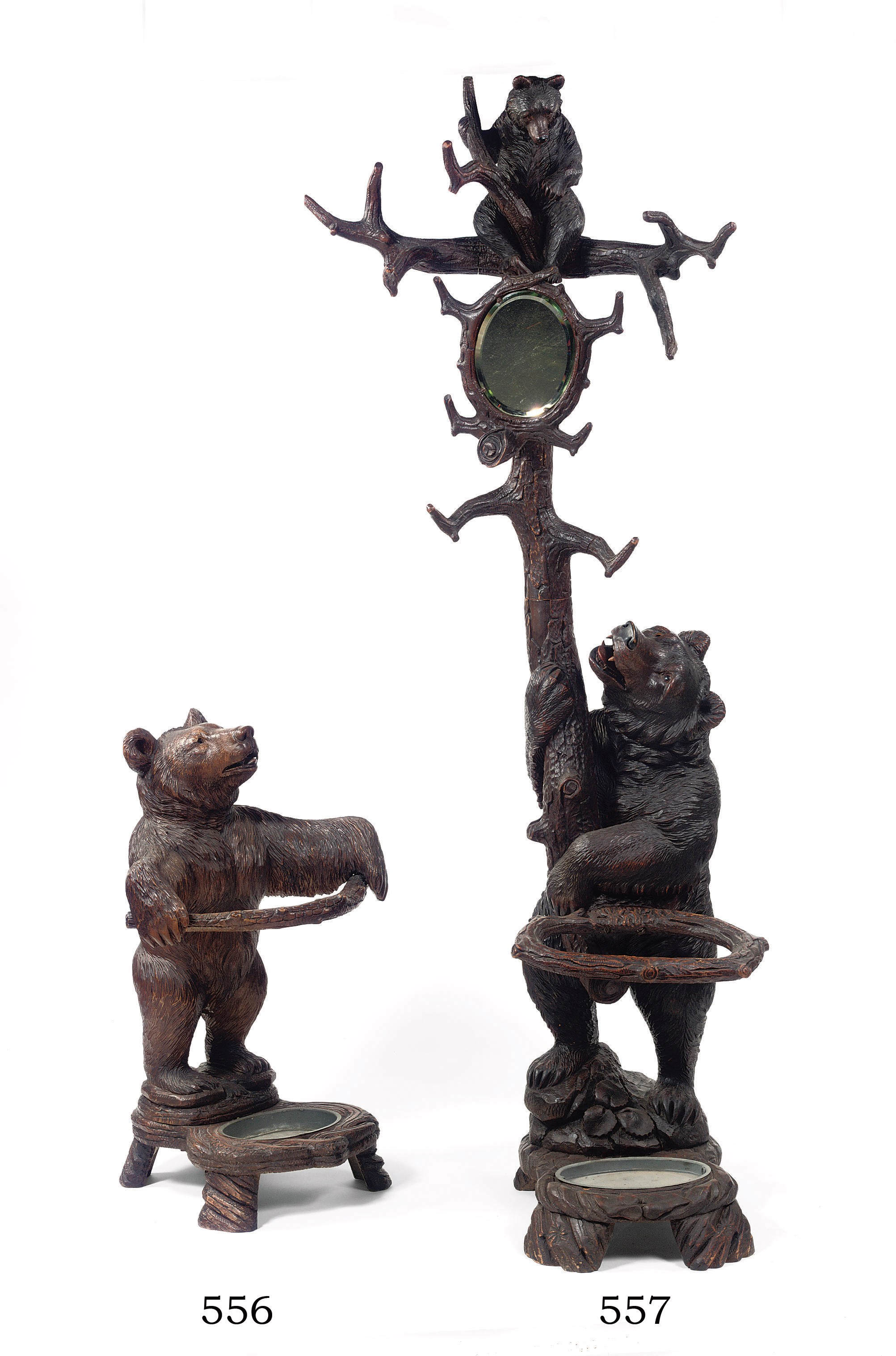 A Swiss black forest carved bear umbrella stand