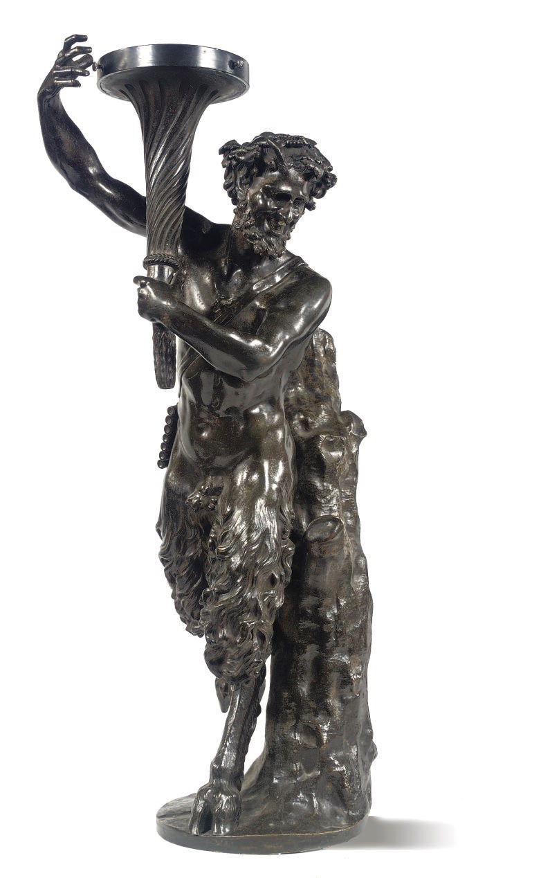 AN ITALIAN BRONZE FIGURAL TABLE LAMP