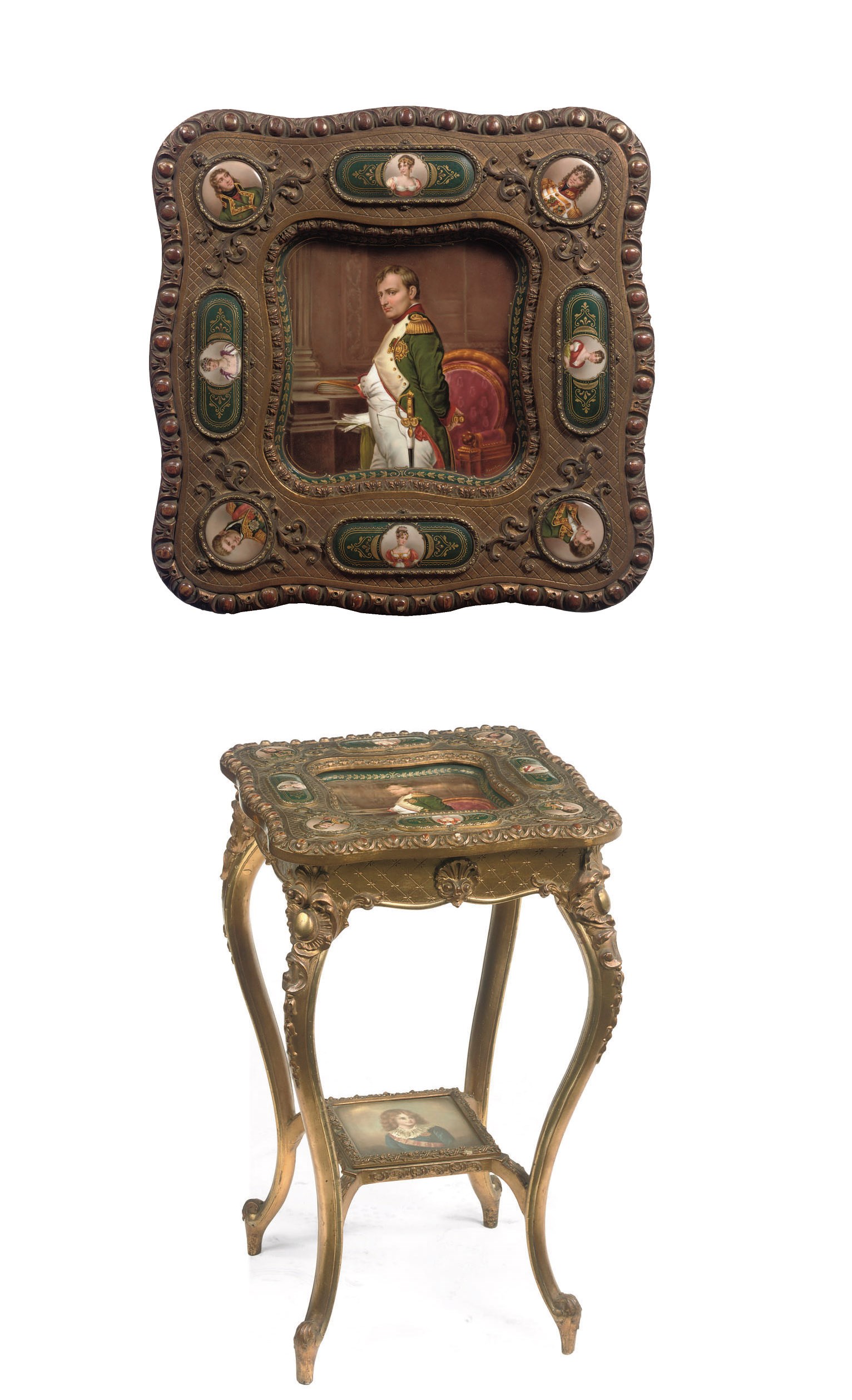 An Austrian giltwood and porcelain centre table