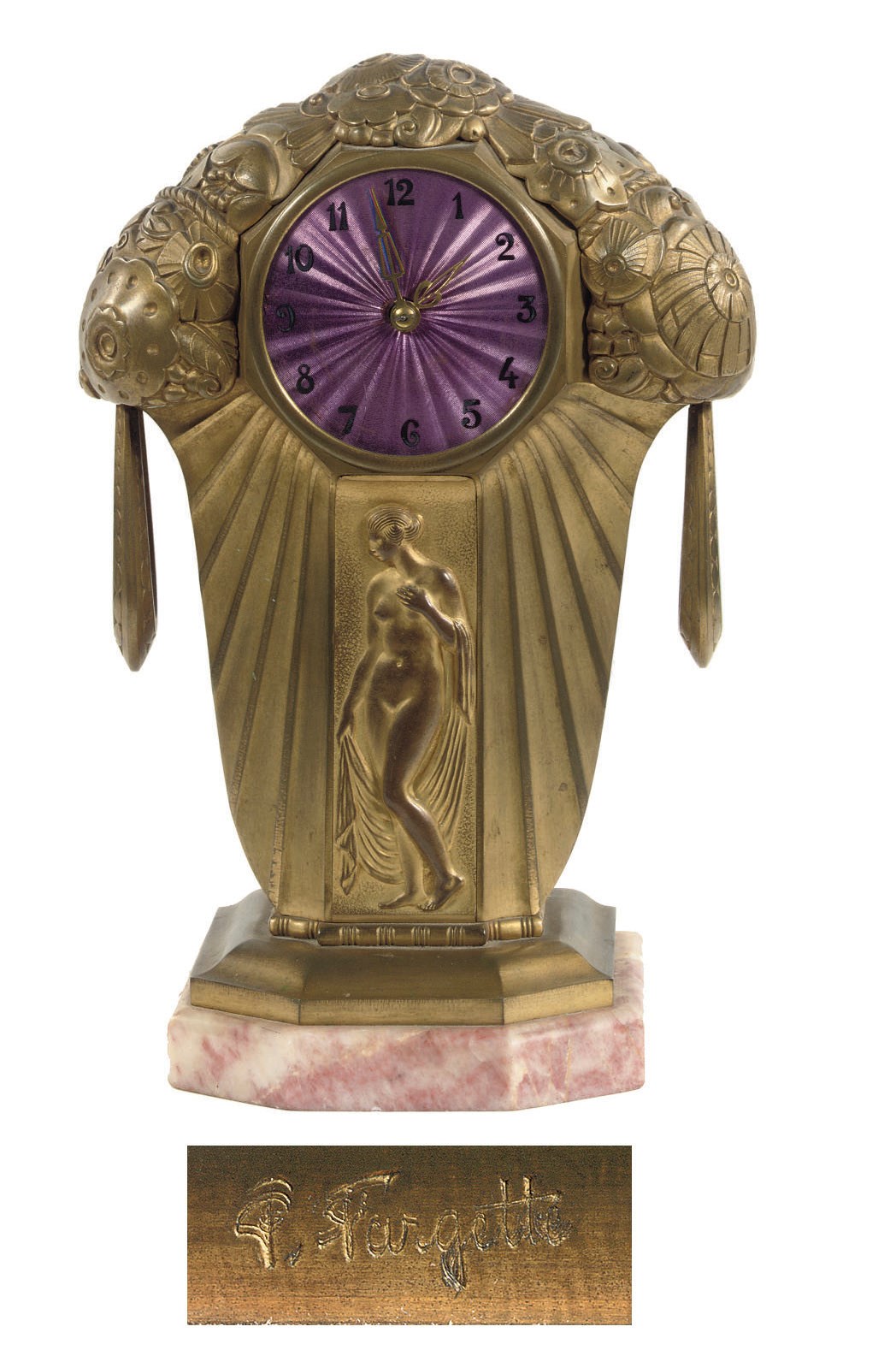 A FRENCH GILT-BRONZE ART DECO STRIKING MANTEL CLOCK