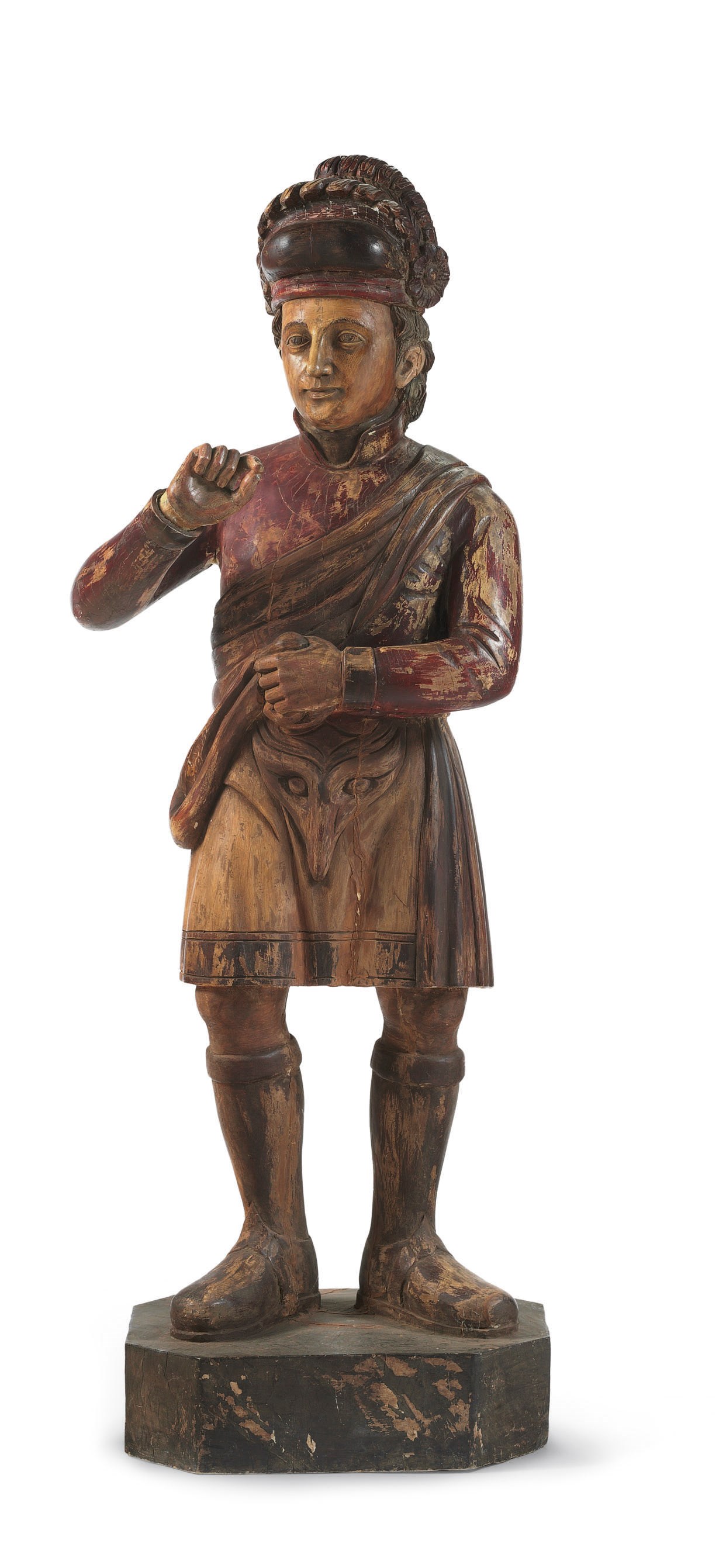 A Carved and Paint-Decorated Highlander Cigar-Store Figure