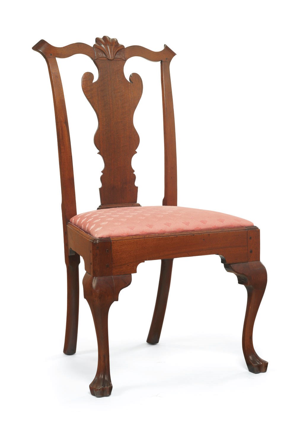 A Queen Anne Carved and Figured Walnut Side Chair