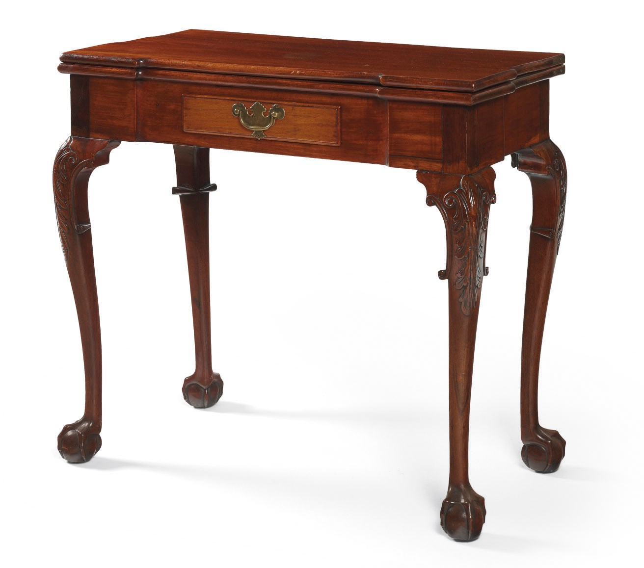 A CHIPPENDALE CARVED MAHOGANY CARD TABLE