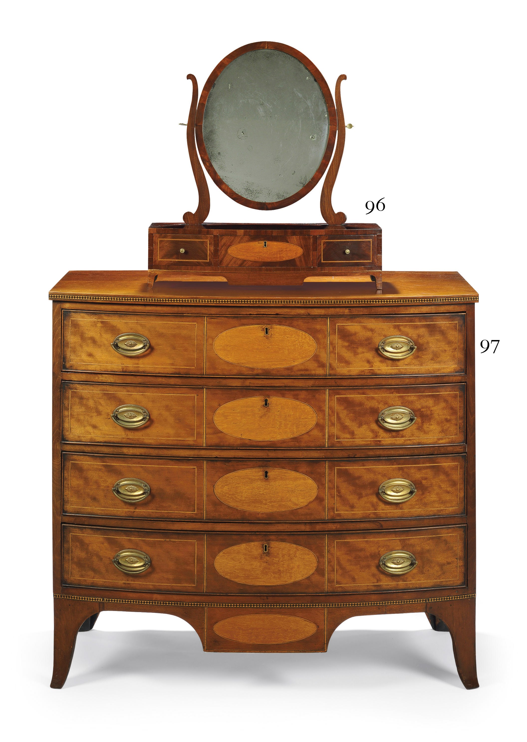 A FEDERAL INLAID MAHOGANY GENTLEMAN'S SHAVING MIRROR