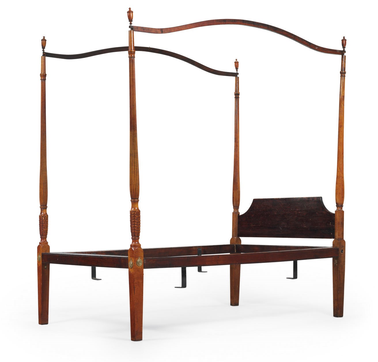 A Federal Carved and Figured Maple and Pine Tester Bedstead