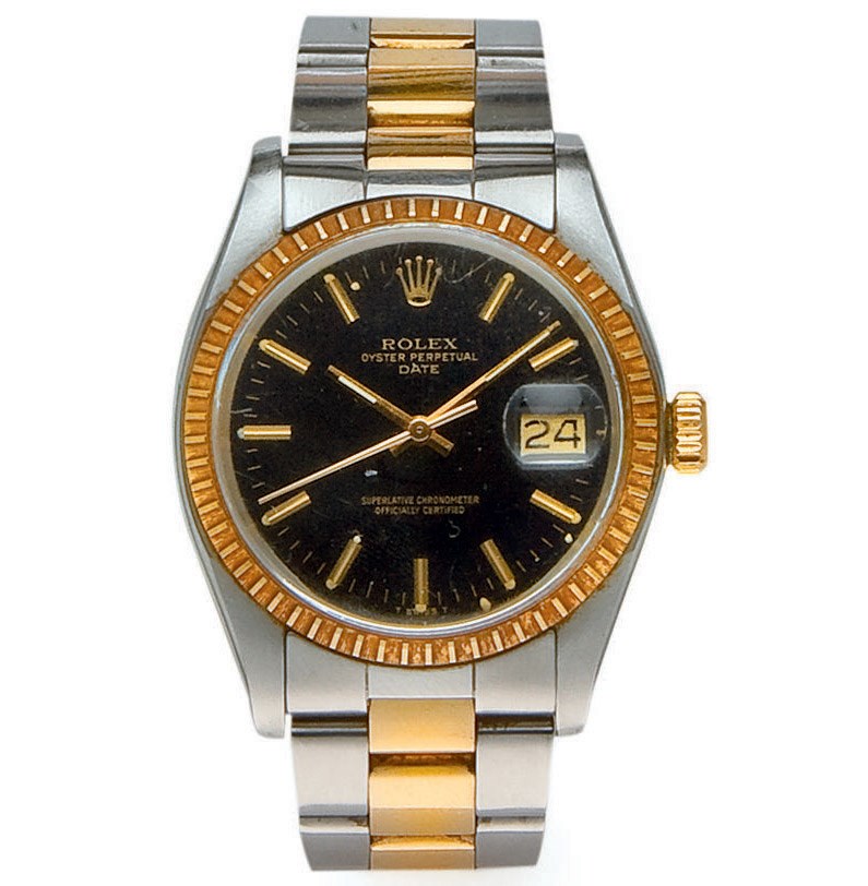 MONTRE BRACELET D'HOMME "OYSTER PERPETUAL DATE" EN ACIER ET OR, PAR ROLEX