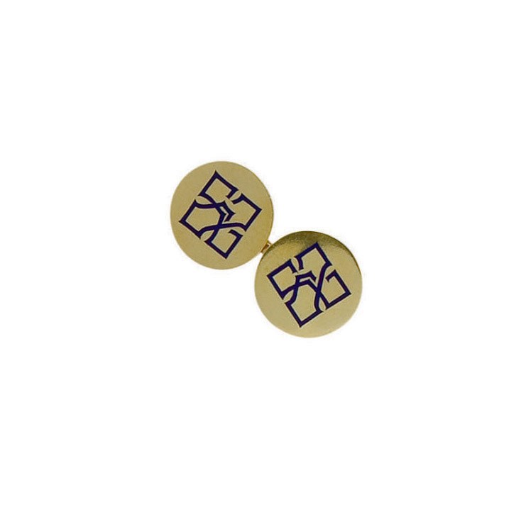 PAIRE DE BOUTONS DE MANCHETTES EMAIL ET OR 14K, PAR CARTIER