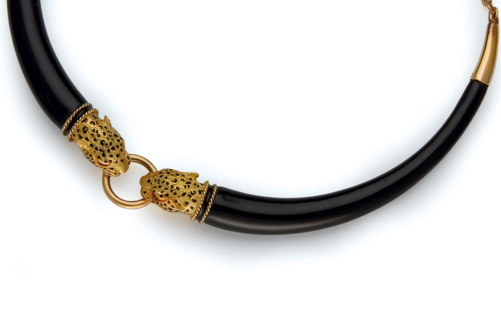 COLLIER EBENE, EMAIL ET RUBIS, PAR GAY FRERES