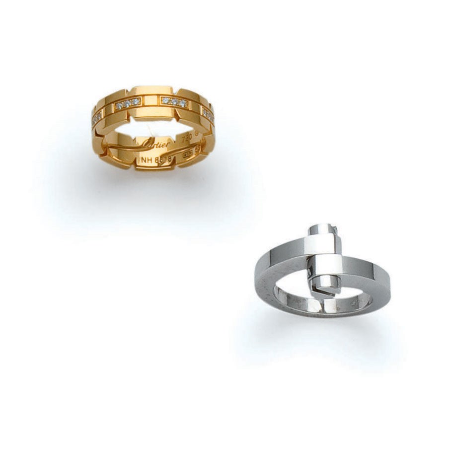 BAGUE "TANK FRANCAISE" ET BAGUE OR GRIS, PAR CARTIER
