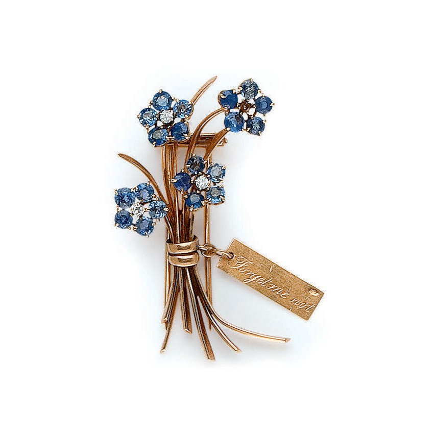 BROCHE RETRO SAPHIRS ET DIAMANTS, PAR VAN CLEEF & ARPELS