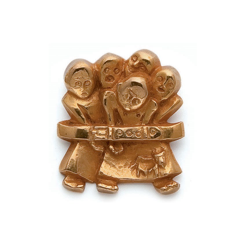 BROCHE "LA MANIFESTATION" EN BRONZE, PAR LINE VAUTRIN