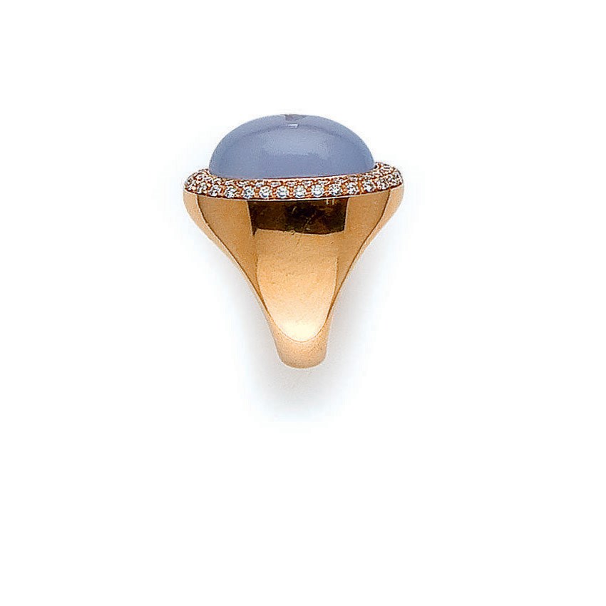 BAGUE CALCEDOINE ET DIAMANTS, PAR MARGHERITA BURGENER