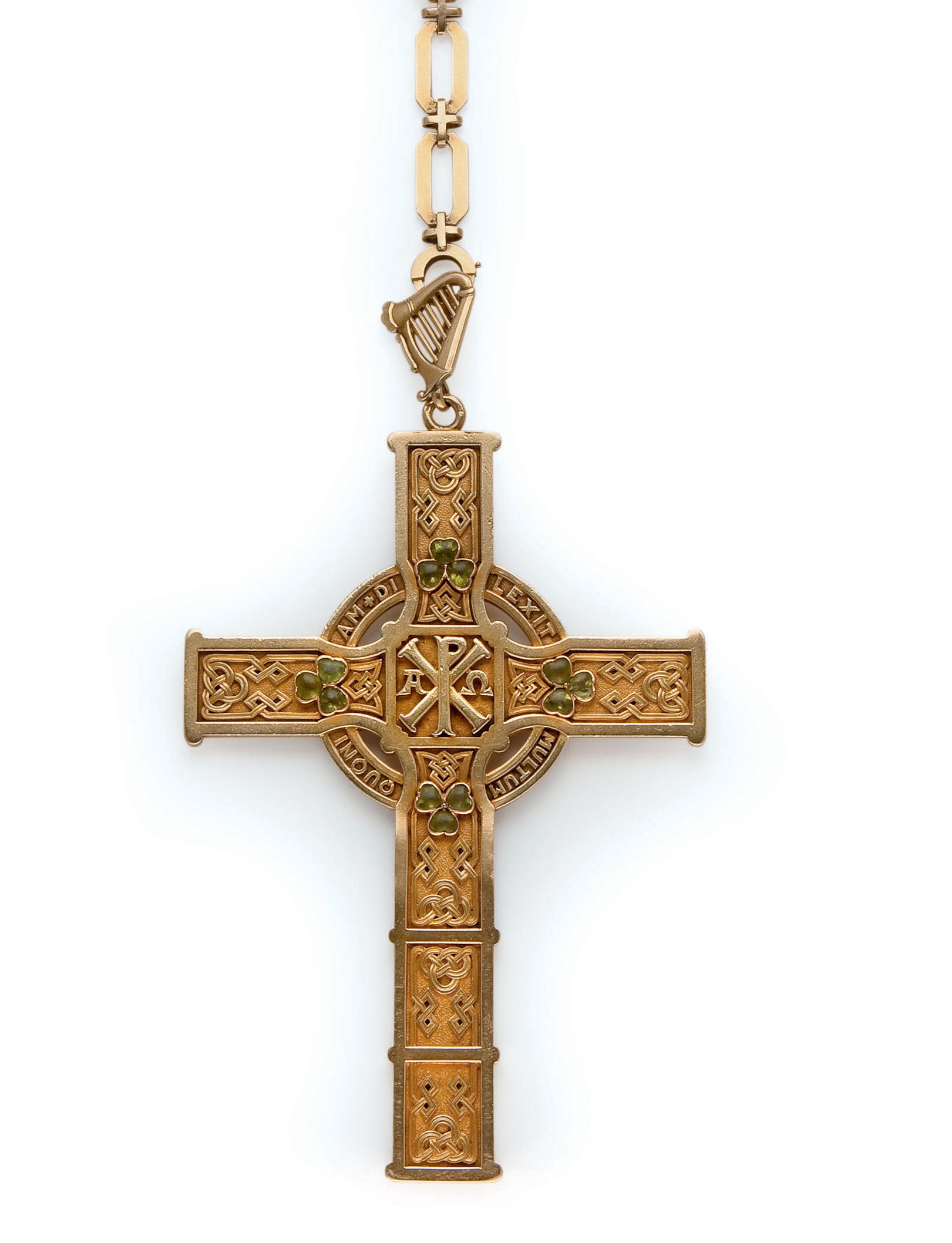 CHAINE ET CROIX PECTORALE PERIDOTS ET OR, PAR MELLERIO DITS MELLER