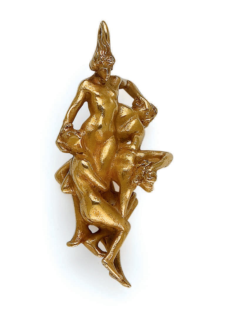 PENDENTIF ART NOUVEAU EN OR, PAR RENE LALIQUE