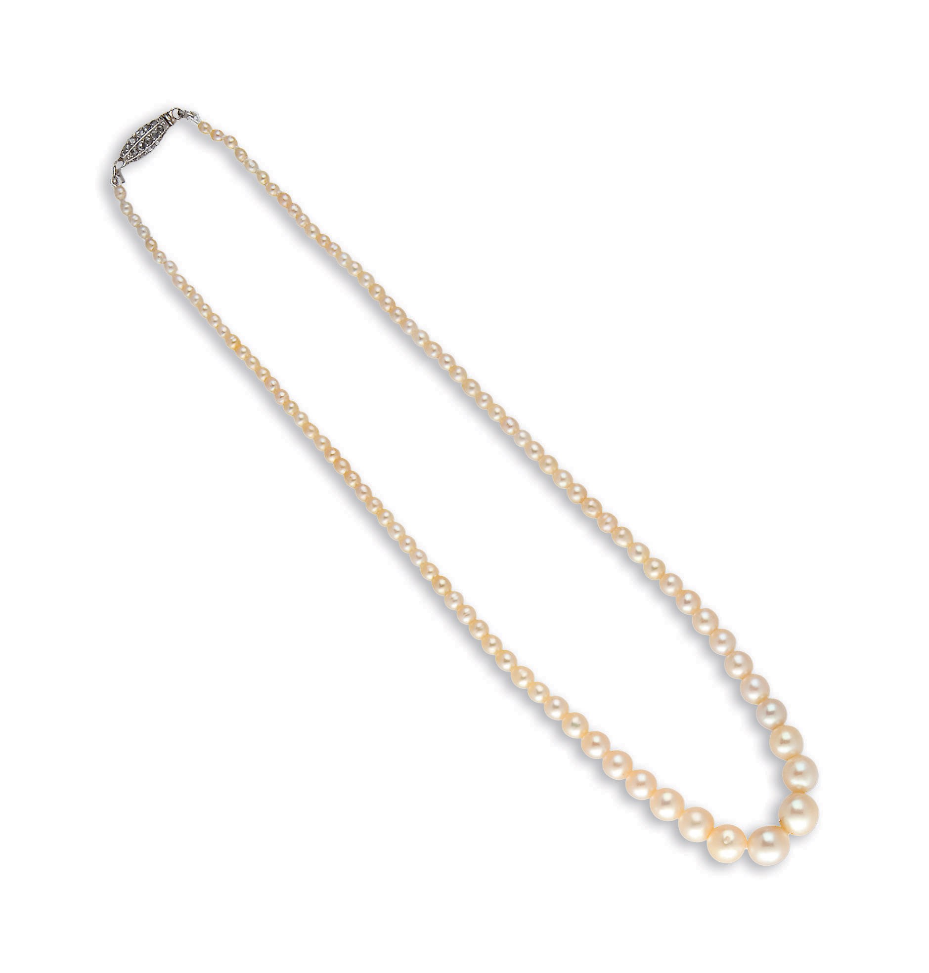 COLLIER PERLES NATURELLES ET DIAMANTS