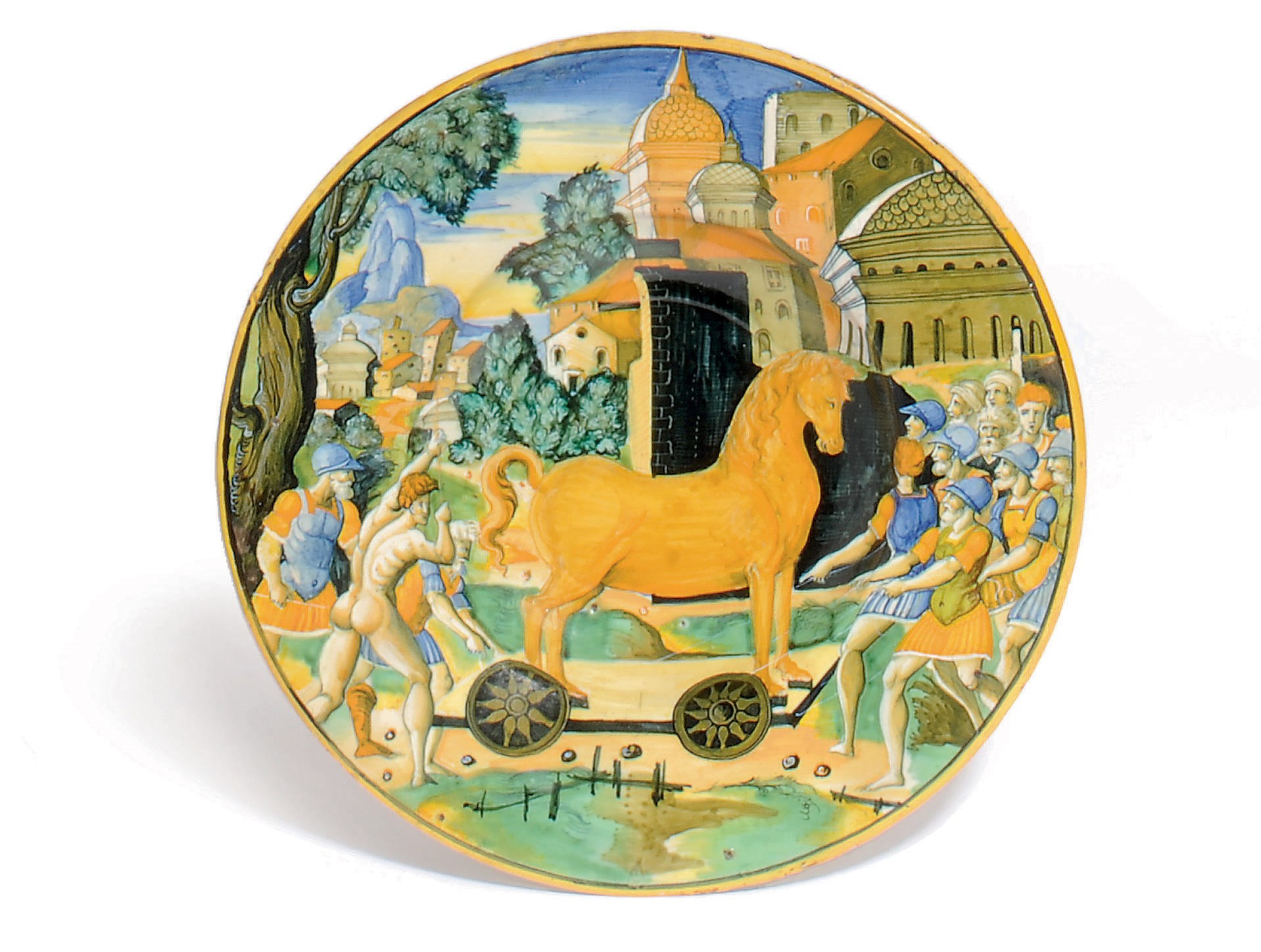 AN URBINO MAIOLICA ISTORIATO PIATTO