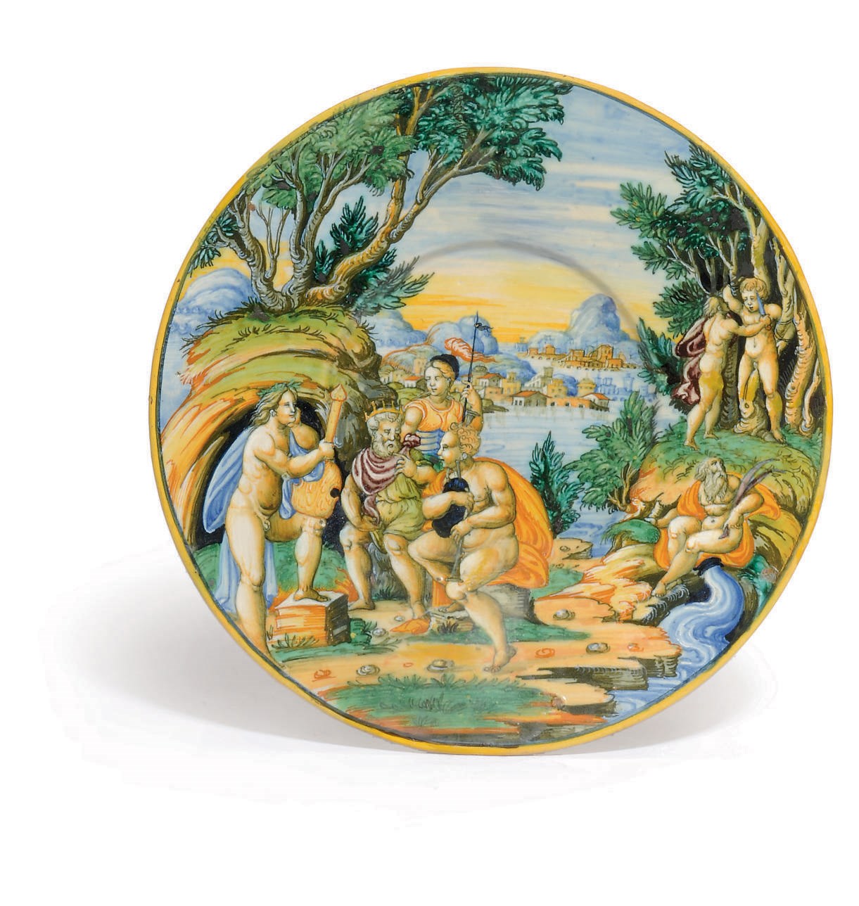 AN URBINO MAIOLICA ISTORIATIO DISH