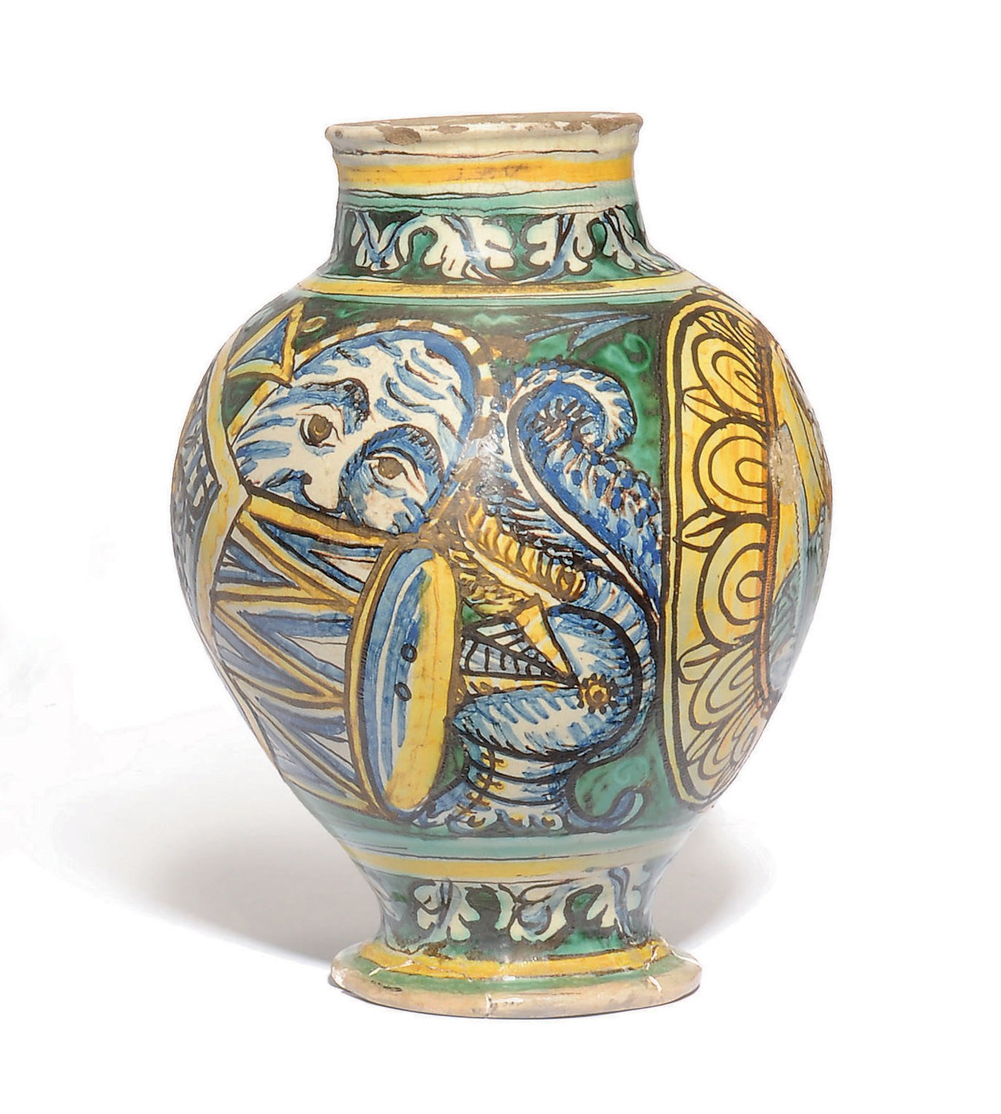 A SCILIAN MAIOLICA OVIFORM DRUG-JAR