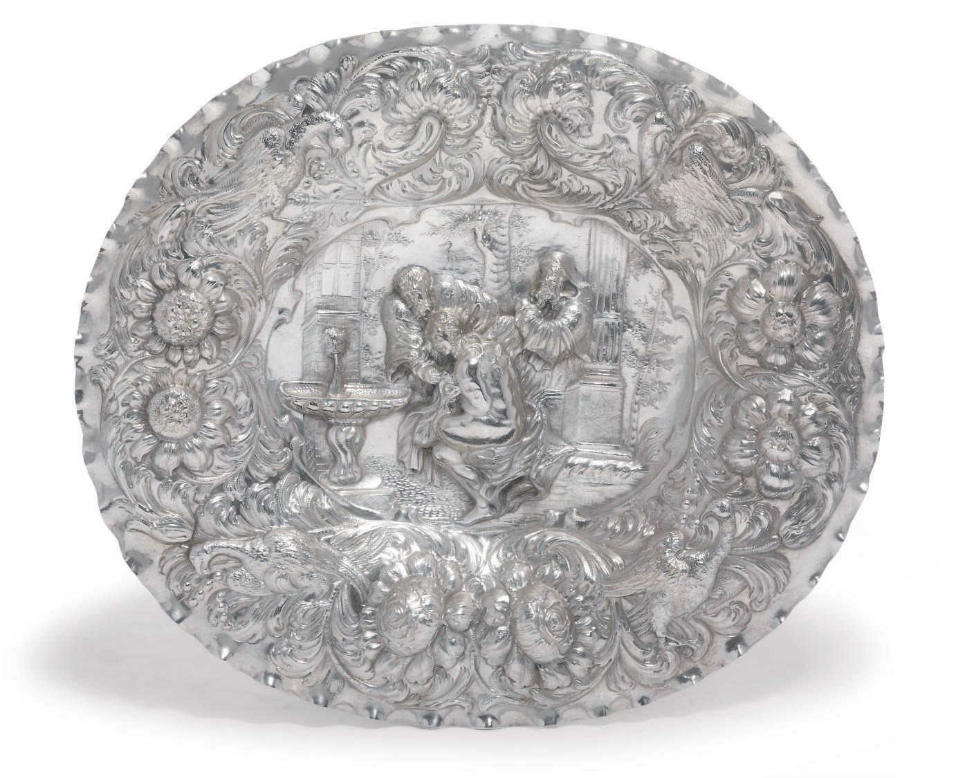 A GERMAN SILVER SIDEBOARD-DISH
