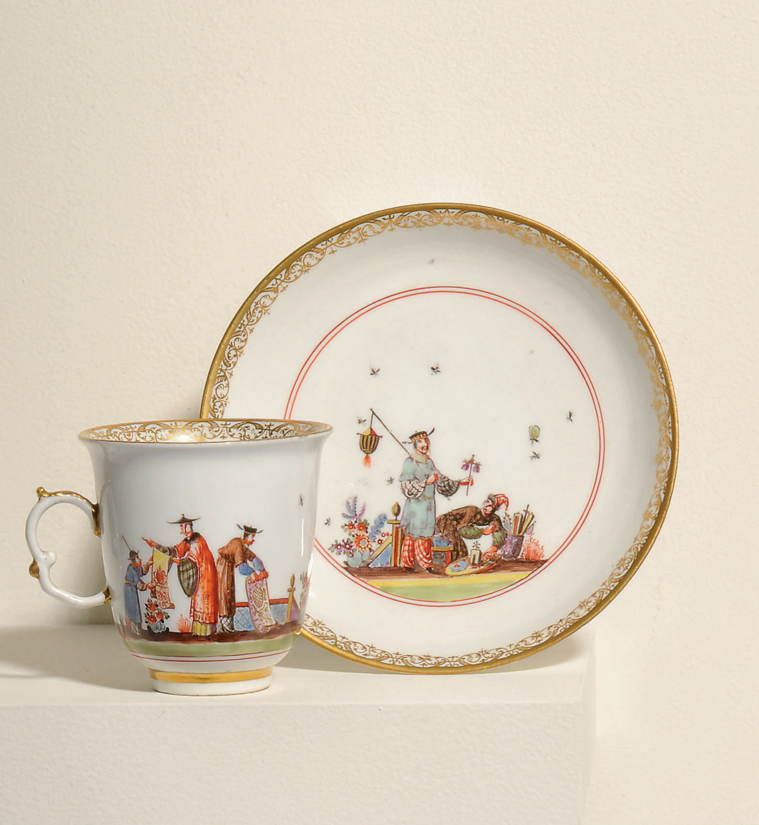 A MEISSEN CHINOISERIE COFFEE-CUP AND SAUCER