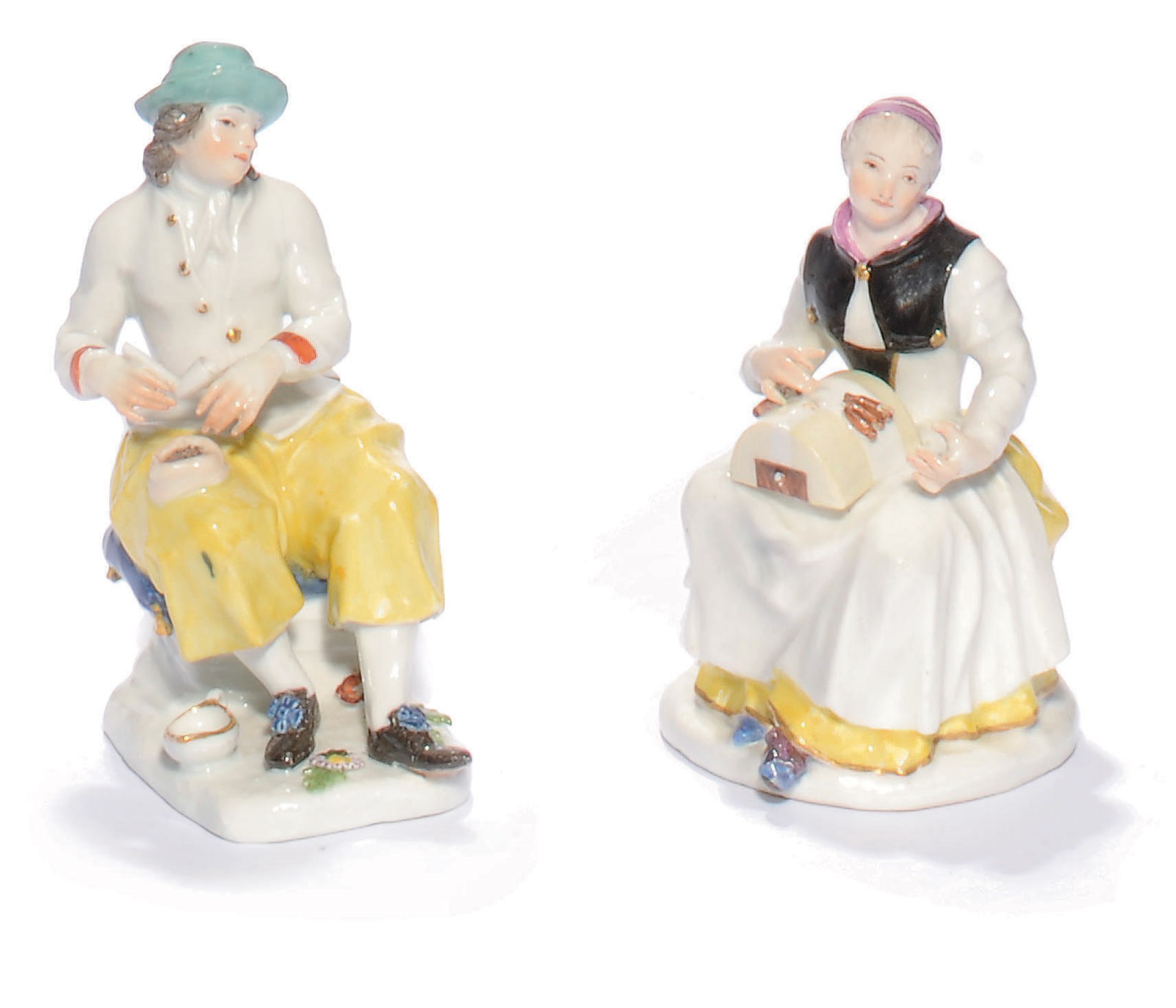 A MEISSEN FIGURE OF A PEASANT AND A MEISSEN FIGURE OF BARBARA UTTMAN