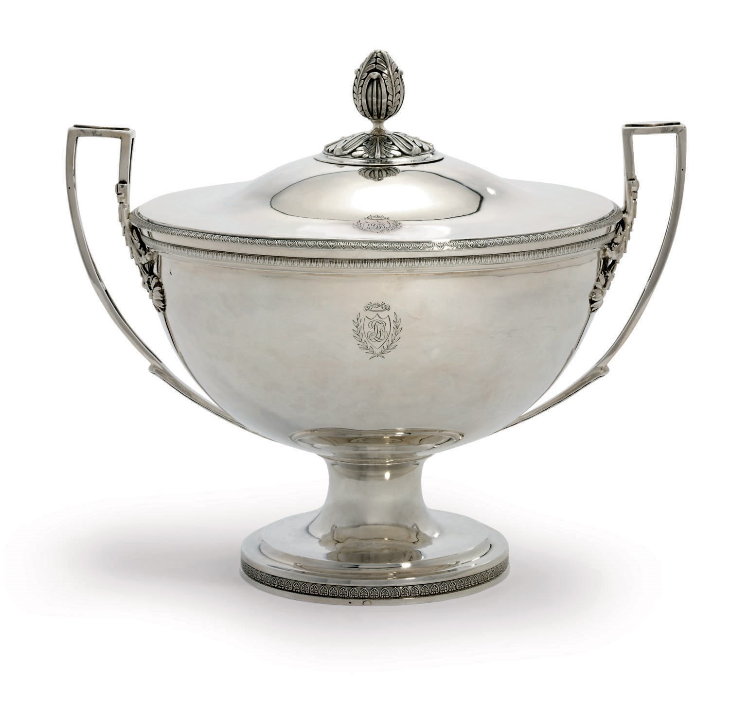 A FRENCH EMPIRE SILVER SOUP-TUREEN AND COVER