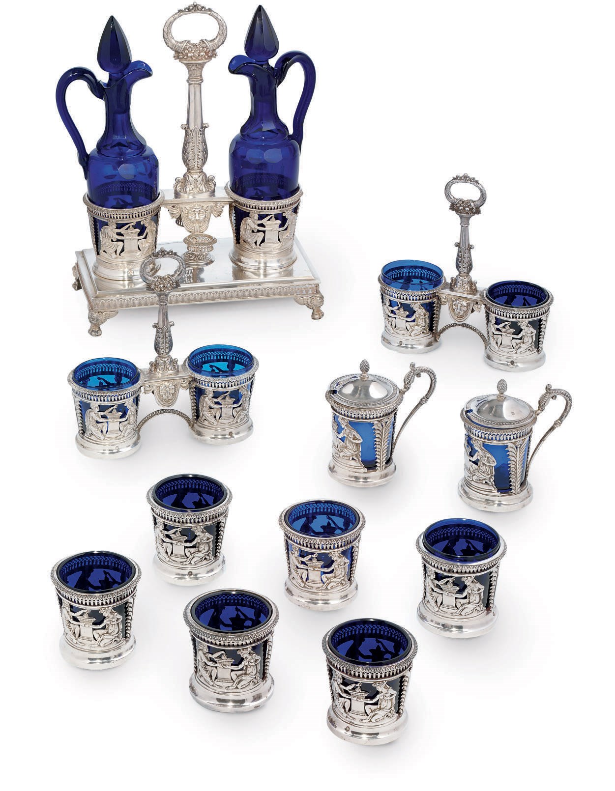 A FRENCH SILVER CONDIMENT-SET